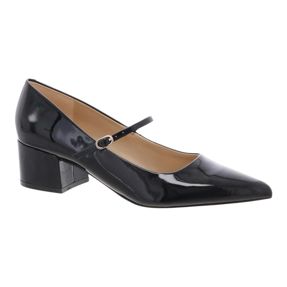 Marc Fisher Black Patent Leather Mary Jane Block Heel Pumps